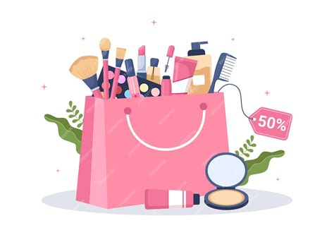 Premium Vector | Cosmetics Store with Girl Skincare and Beauty Products