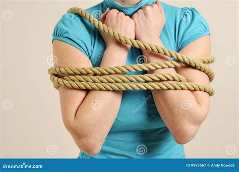 Woman Bound With Rope Stock Image Image Of Captive Arms 9398567