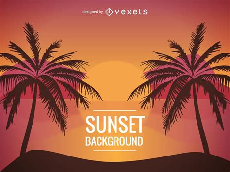Beach Sunset Illustration Vector Download