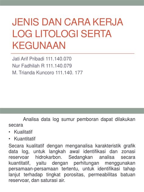 Menafsir pandangan pengarang dalam novel. Jenis Dan Cara Kerja Log Litologi Serta Kegunaan