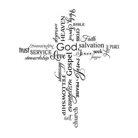 Cross Word Collage Vinyl Wall Decal Christian Words