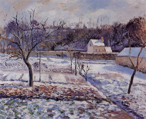 His mature work displays an empathy for peasants and laborers. L'Hermitage, Pontoise Snow Effect - Camille Pissarro ...