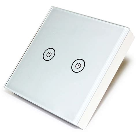 Earu White Crystal Glass Switch Panel Eu Standard 2 Gang 1 Way Switch