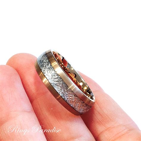 If you love the idea of having a little piece of history on your finger, the mars men's wedding band by lashbrook designs is just what. Meteorite Ring, His and Hers Rose Gold Wedding Band ...
