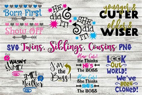 Twin Svg Bundle Funny Twin Quotes Siblings Cousins 122807
