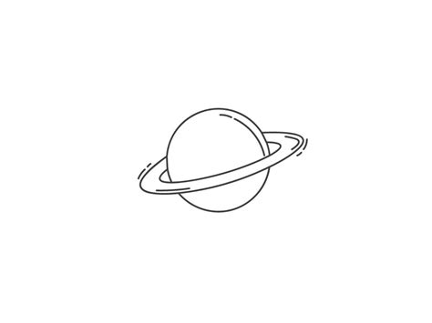Saturn Space Art Planet Line Art Flat Illustration Design Saturn