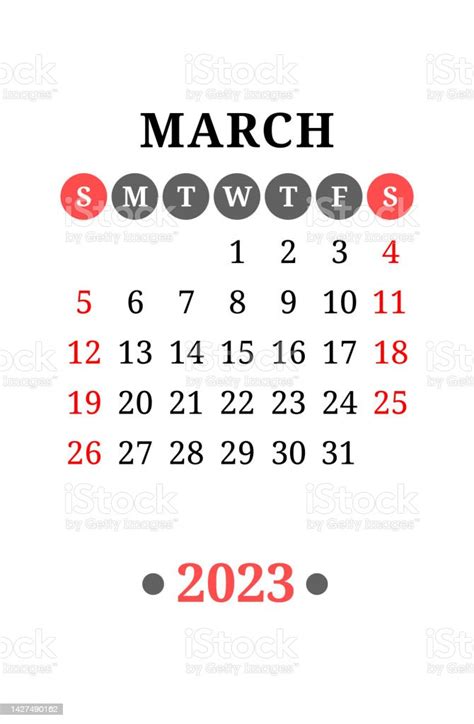 Vetores De Projeto Do Calendário De Março De 2023 Parede Vetorial Em