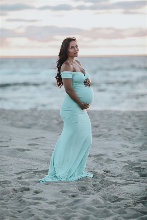 Maternity Photoshoot On The Beach At Sunrise Fit Mommy In Heels
