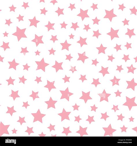 Vector Pink Star Seamless Pattern Isolated On White Background Stock
