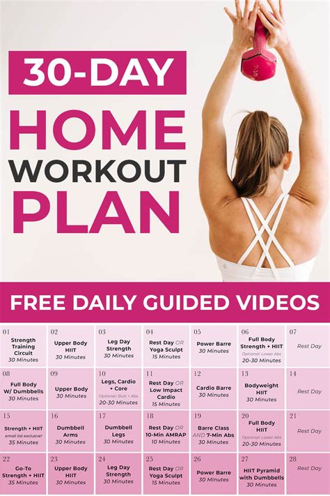 Home Workout Plan 30 Day Workout Calendar Nourish Move Love