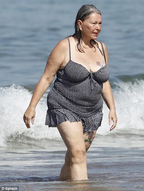 Roseanne Barr 58 Emerges From The Sea In A Polka Dot Swimsuit Daily Mail Online