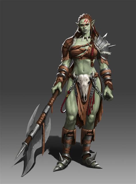 Half Orc Barbarian Female Orc Fantasy Character Design Half Orc Barbarian