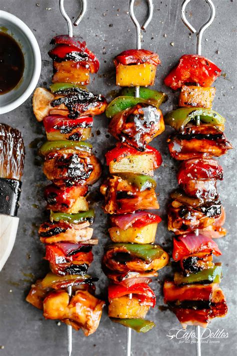 Add a thin layer of the barbecue mixture to the bottom of a baking dish. Hawaiian Bacon Pineapple Chicken Kebabs - Cafe Delites