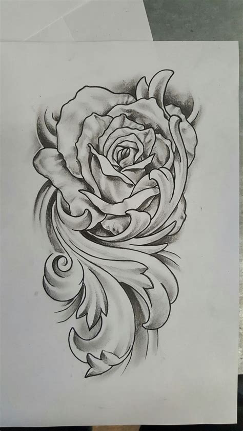 Rose With Flourish Tattoo Design Rose Drawing Tattoo Roses Drawing