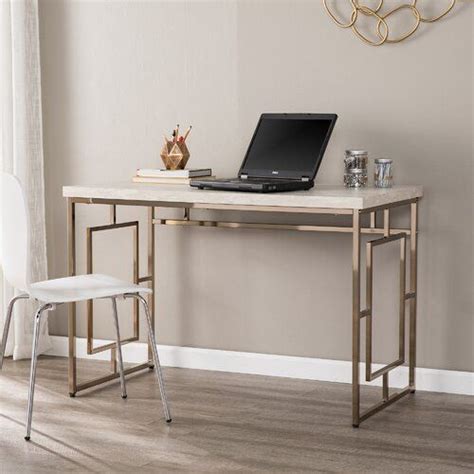 Amazing gallery of interior design and decorating ideas of stone top desks in living rooms, dens/libraries/offices, bathrooms, laundry/mudrooms, kitchens by elite interior designers. House of Hampton Capuano Writing Desk | Wayfair ...