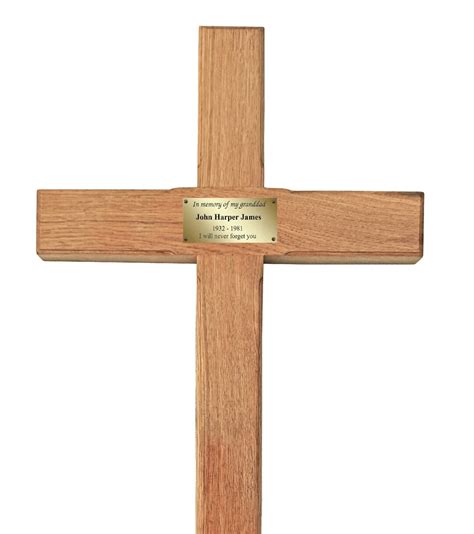 36 Solid Wood Memorial Cross Wooden Grave Marker With Free Brass Plaque