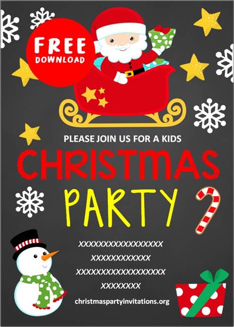 Free Printable Kids Christmas Party Invitations Templates 2020 Kids
