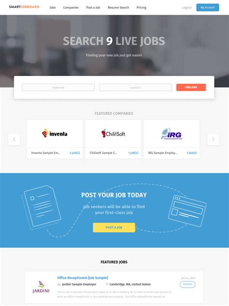 Job Board Website Template Free Printable Templates