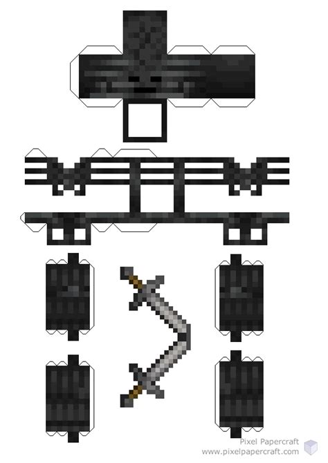 Pixel Papercraft Wither Skeleton 114 Textures Correct Height