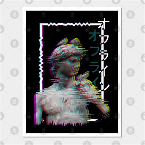 Greek Statue Ancient Vaporwave Synthwave Glitch Wall And Art Print
