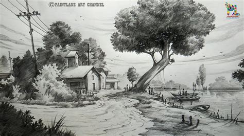 Scenery Easy Pencil Sketches For Beginners Cartridge Paper Art Line
