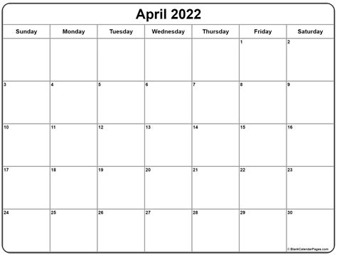 Calendar Page Of April 2022 Calendar Template 2023