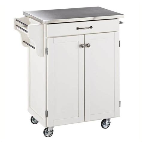Outdoor kitchen cart with stainless steel top. White Kitchen Cart with Stainless Steel Top - 9001-0022
