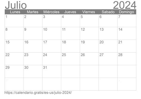 Calendario Julio 2024 De Estados Unidos De América En Español ☑️