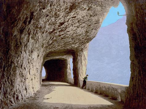Der baumstrunk war zwischen mositunnel und wolfsprung auf die. Axenstrasse and Lake Lucerne, Brunnen,Switzerland 1890 ...