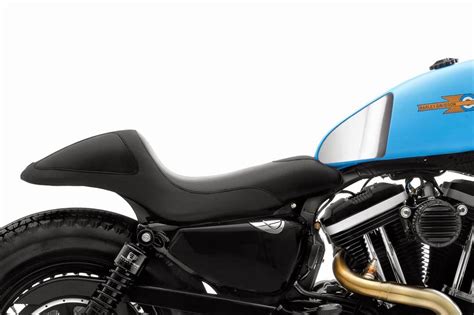 Harley did a bunch to this bike, like custom paint, 21 front wheel, cam, exhaust and intake. Harley-Davidson Iron 883 cafe racer - way2speed