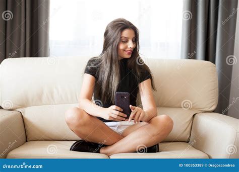 Beautiful Gorgeous Young Woman Taking A Selfie In The Room Stock Image