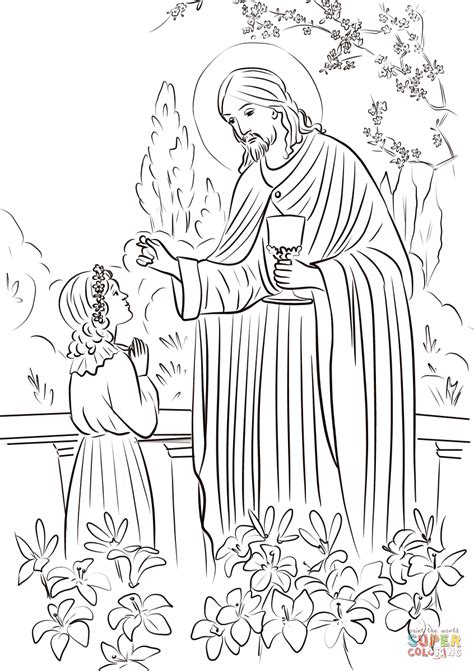 Blessed blessed sacrament blood body bread chalice communion divinity eucharist holy communion host jesus priest sacrament soul transubstantiation wine. Girl's First Communion coloring page | Free Printable ...