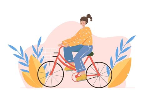 Premium Vector Vector Illustration Of A Girl Riding A Bike