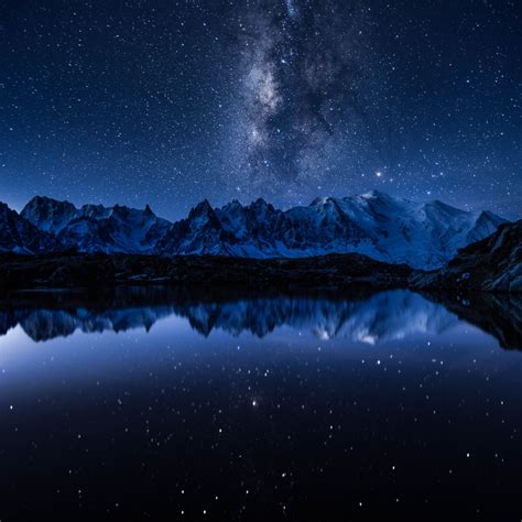 Milky Way Wallpaper 4k Starry Sky Night Mountains Lake Reflection