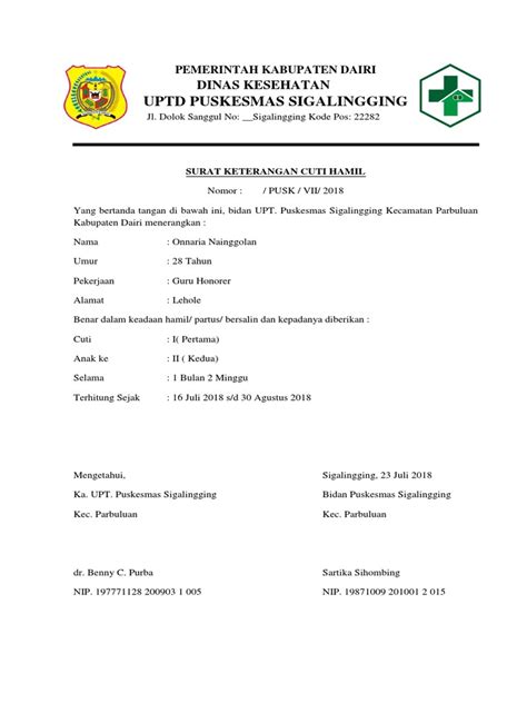 Di saat seperti itulah anda membutuhkan contoh surat pengunduran diri sehingga dapat membuat surat resign sebaik mungkin. Contoh Surat Cuti Melahirkan Guru Honorer - Kumpulan Surat ...