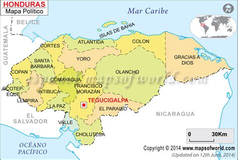 Mapa De Honduras Con Sus Departamentos