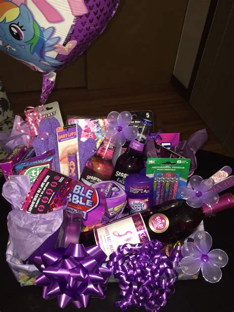 21st birthday gift ideas for her fill the basket with stuffed animals toys and a mobile that will keep this adorable baby happily occupied once the choice of the grant element was. Purple themed 21st birthday gift basket for a female ...