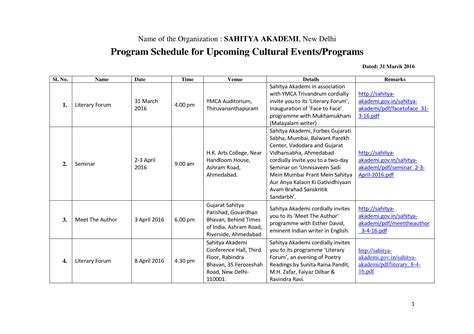 Event Program Schedule | Templates at allbusinesstemplates.com