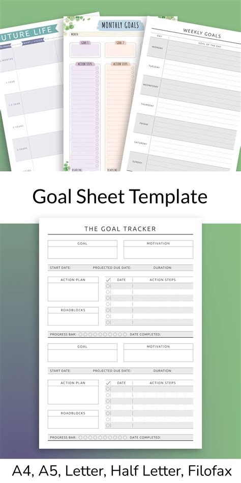 Personal Goals Overview Template Printable Goal Setting Etsy