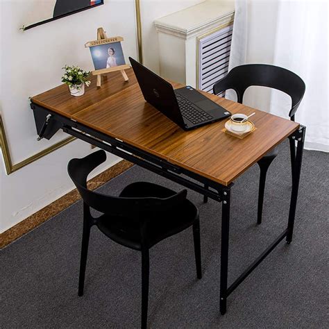 1) attach two hinges to bottom of mirror. QJJML Wall-Mounted Dining Table, Multi-Function Folding ...