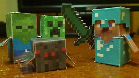 Diy Minecraft Hostile Mobs Minis Set Steve Creeper Zombie And