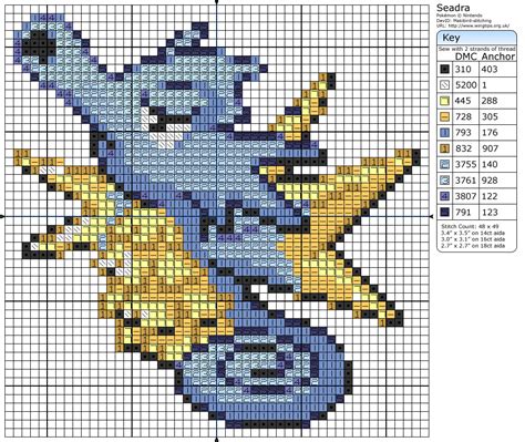 This pattern is a super quick stitch and can be done in just a few hours. Seadra (With images) | Pokemon cross stitch patterns ...