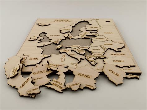 Europe Map Wooden Puzzle Map Of Europe 3d Puzzle Wooden Etsy