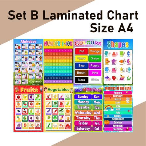 Learning Materials And A4 Laminated Educational Wall Charts For Kids