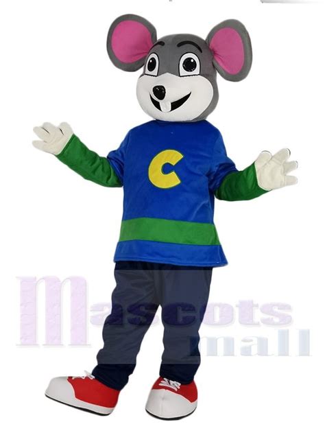 Cute Chuck E Cheese Mouse With White Face Mascot Costume