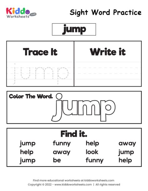 Sight Word Jump Worksheet