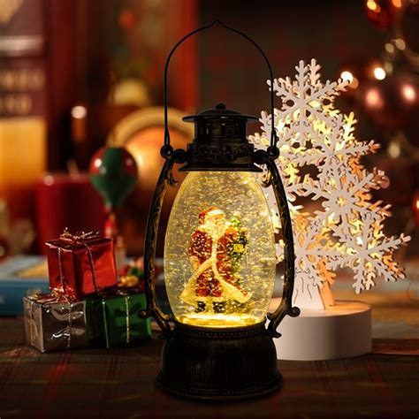 Christmas Snow Globe Led Lighted Lantern Battery Operated