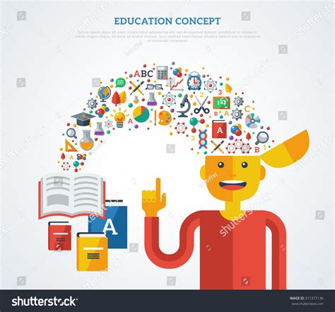 Creative Concept Education Vector Illustration Boy Stock Vector