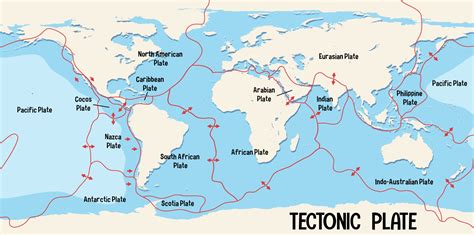 World Map Showing Tectonic Plates Boundaries Vector Art At Vecteezy