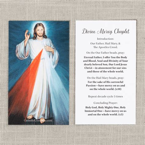 Divine Mercy Image And Chaplet Prayer Card The Catholic Company